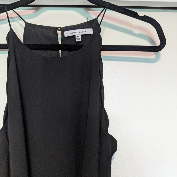 4/$16 ❇️ Naked Zebra Black Tie Waist Scalloped Mini Dress - Picture 4 of 7